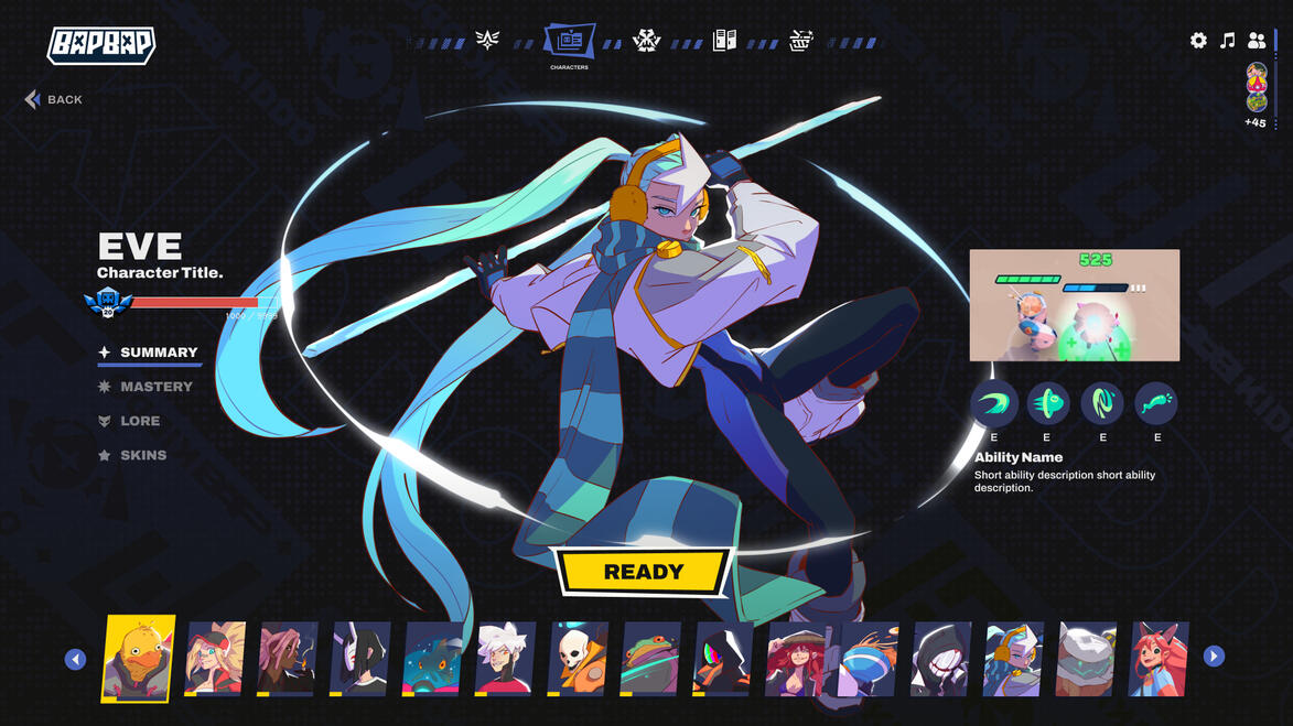Eve's Character Screen Eve's Character Screen