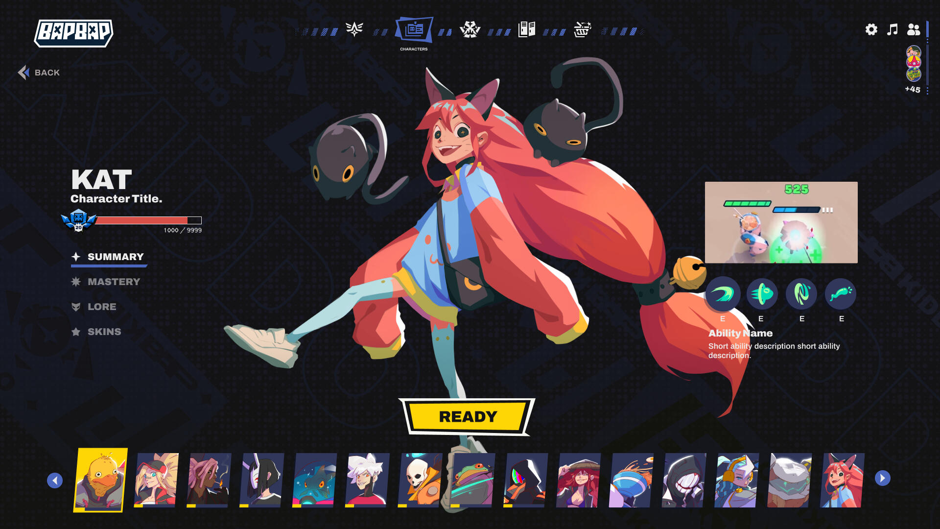 Kat&#39;s Character Screen