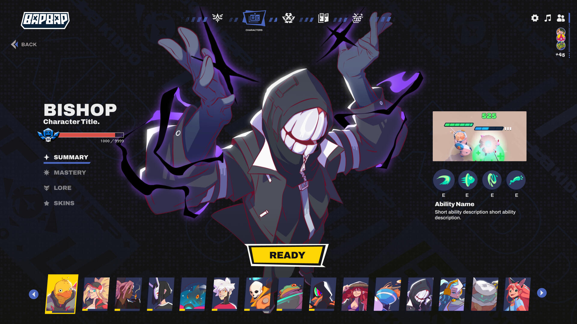 Bishop&#39;s Character Screen