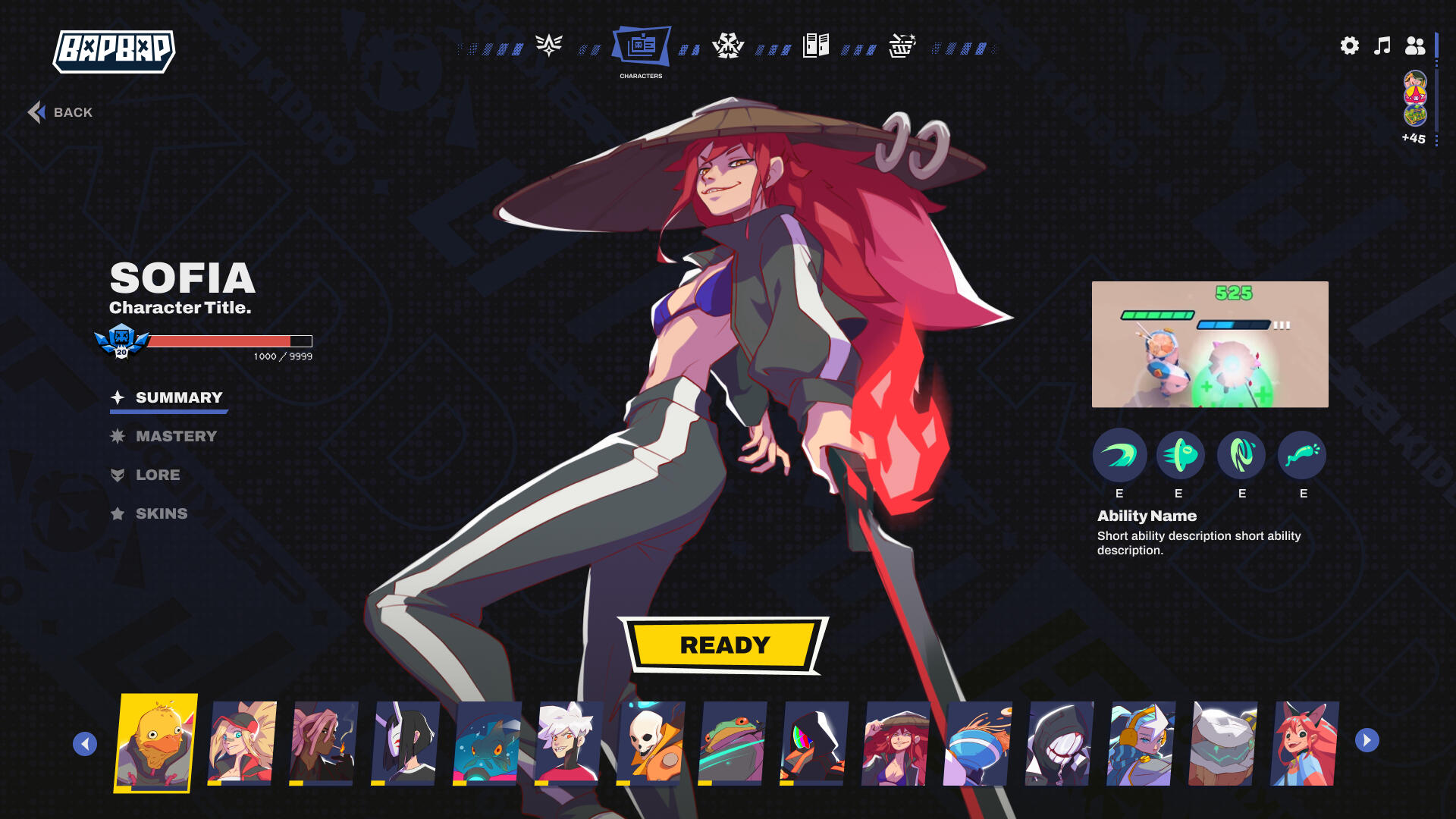 Sofia&#39;s Character Screen